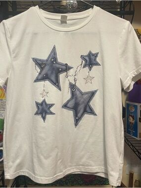 Kids' Star Graphic Tee - Navy Stars Size 14Y